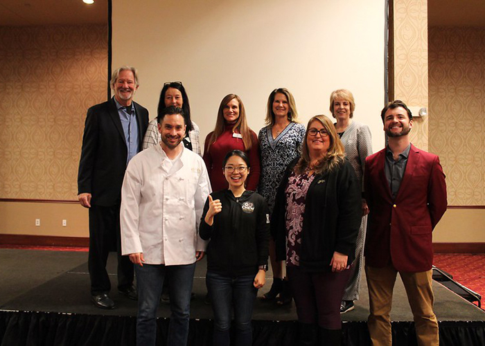 Shark Tank winner, contestants, and judges at the Independence Chamber of Commerce.