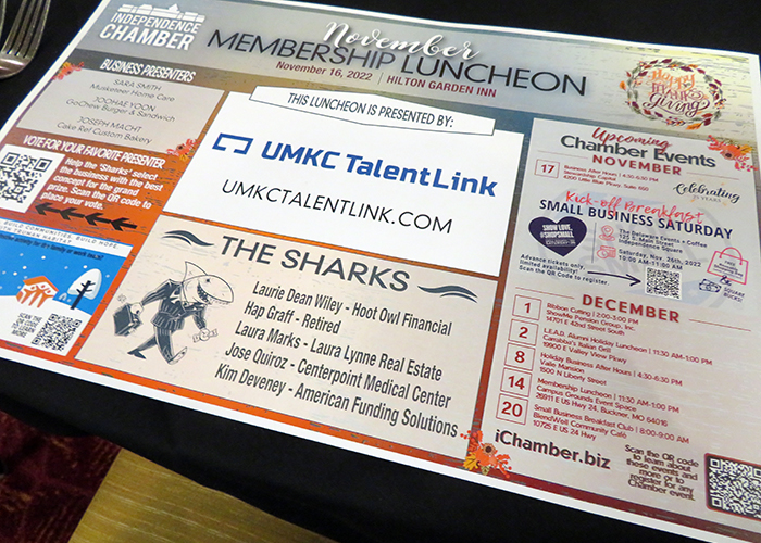 UMKC TalentLink hosted the November 2022 Independence Chamber of Commerce luncheon.